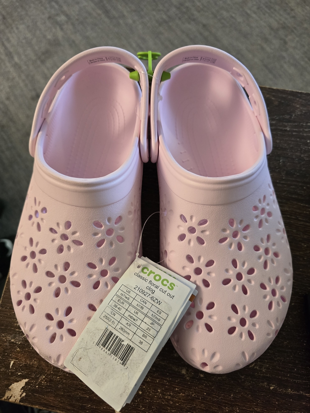 Crocs Classic Floral Cut Out Clogs in Light Pink